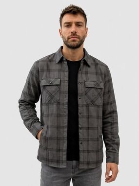 DIXXON Dark Gray Plaid Lightweight Shirt Jacket